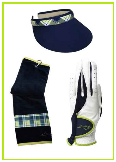 Greg Norman golf accessories visor towel glove