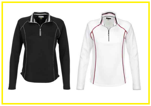 Greg Norman Ladies 1.4-Zip Piped Trim Golf Pullover Shirts - Checkmate (Black or White)
