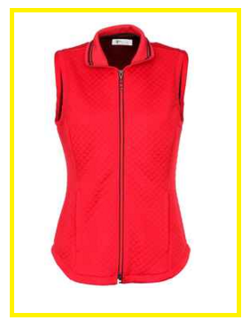 Greg Norman Ladies Diamond Quilted Knit Golf Vests - Checkmate (Cherry Red)