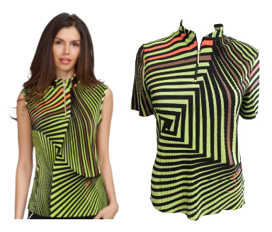 Jamie Sadock Ladies & Plus Size Sleeveless and Short Sleeve Golf Shirts - Lime Crime Black