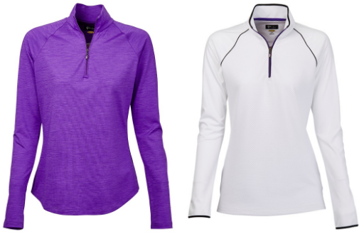 Greg Norman Ladies 1/4 Zip Golf Pullovers - El Morado (Purple and White)