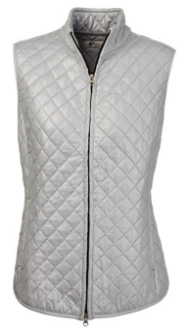 Greg Norman Ladies Foil Print Quilted Golf Vests - Chain Reaction (Sterling Silver)