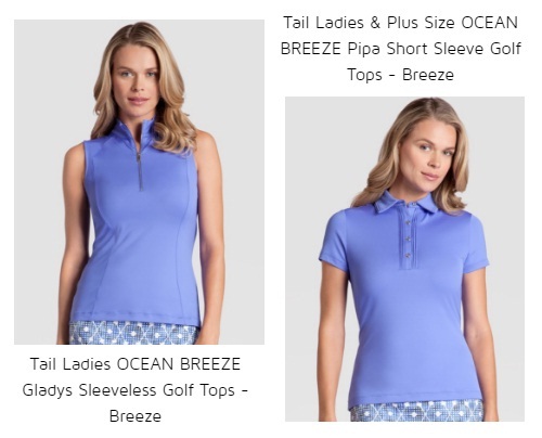 Tail Ladies OCEAN BREEZE Gladys Sleeveless Golf Tops - Breeze and Tail Ladies & Plus Size OCEAN BREEZE Pipa Short Sleeve Golf Tops - Breeze