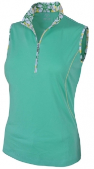 SALE Monterey Club Ladies Dry Swing Daisy Stamp Sleeveless Golf Shirts - Spring Bud/Butter
