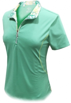 SALE Monterey Club Ladies Dry Swing Daisy Stamp Short Sleeve Golf Shirts - Spring Bud/Butter