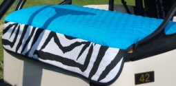 GolfChic Bags Ladies Golf Cart Seat Covers - Turquoise Quilted w/ Black & White Zebra Print Trim