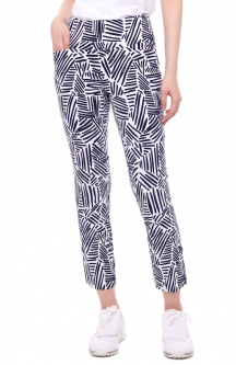 Swing Control Ladies NAVY LINES TECHNO 28" Pull On Print Golf Ankle Pants