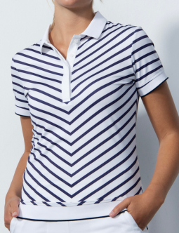 Daily Sports Ladies SALERNO Short Sleeve Stripe Golf Polo Shirts - White