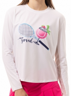 SanSoleil Ladies SUNGLOW Long Sleeve Print Tennis Tee Shirts - Over Served
