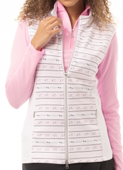 SanSoleil Ladies SOL-LAYER Sleeveless Print Full Zip Golf Vests - Lineup Black