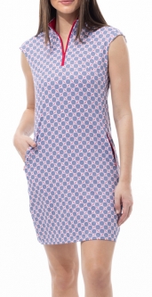 SanSoleil Ladies SOLSTYLE Cool 36" Sleeveless Print Golf Dress - Seeing Spots Ink