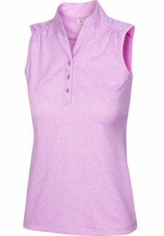 SPECIAL GN Ladies Heathered Dot Sleeveless Golf Shirts - ESSENTIALS (Primrose)