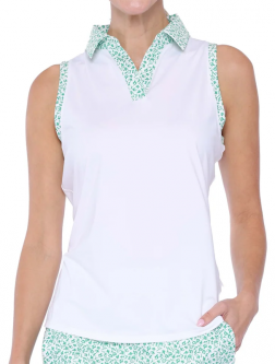 Belyn Key Ladies Action Sleeveless Golf Polo Shirts - WIMBLEDON (Wimbledon Floral Print)