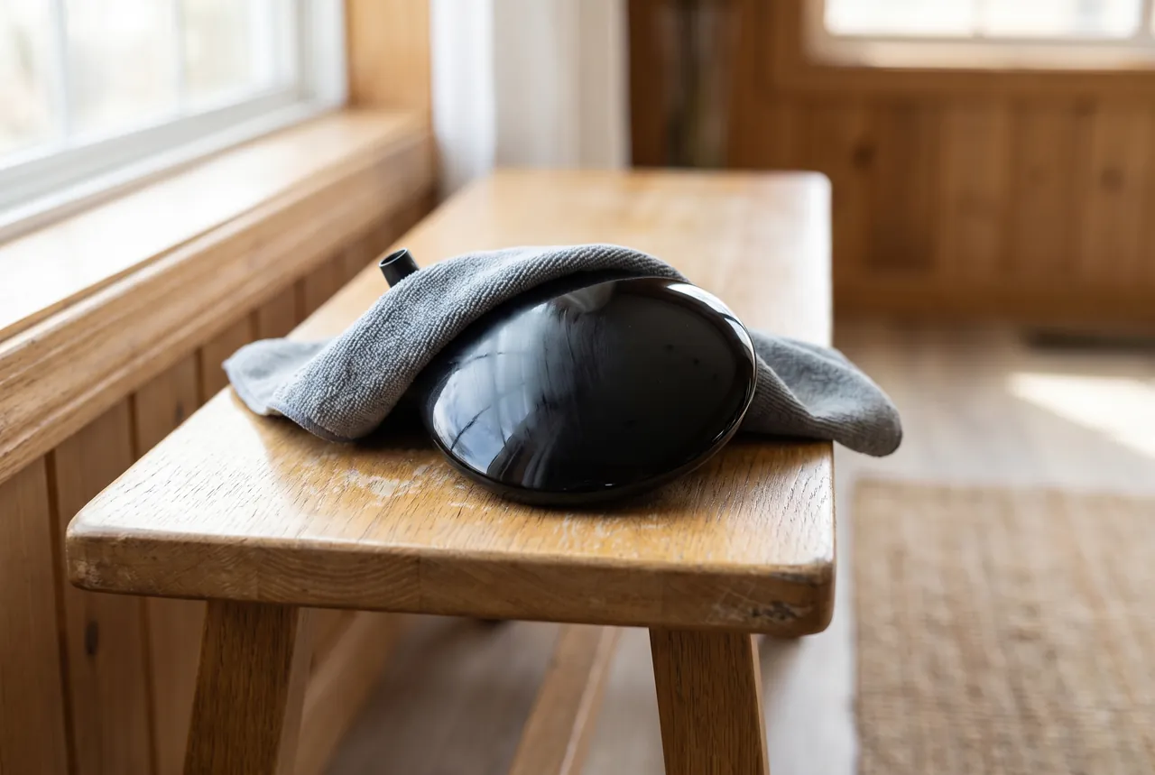 Driver head being wiped with a damp microfiber cloth instead of being soaked