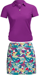 Nivo Ladies Essential Golf Outfits (Shirt & Skort) - Lush (Viola & Multi)