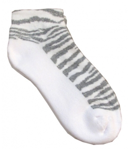 On the Tee Ladies Golf Socks #730 - Zebra (Grey Glitter)