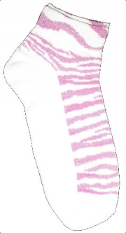 On the Tee Ladies Golf Socks #722 - Zebra (Pink Glitter)