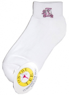 On the Tee Golf Gals Low Rider Ladies Socks - White with Pink Cart Girl