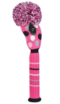 Just4Golf Medium Dot Fairway Style Golf Headcovers - Pink/White/Black/Grey