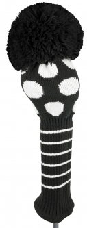 Just4Golf Large Dot Driver Style Golf Headcovers - Black and White