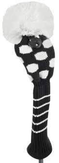 Just4Golf Medium Dot Fairway Style Golf Headcovers - Black and White