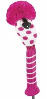 Just4Golf Small Dot Hybrid Golf Headcover - Pink and White