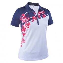 Monterey Club Ladies & Plus Size Cab Blossom Print Contrast ShortSleeve Golf Shirts- Assorted Colors
