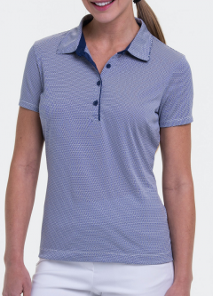 EP New York Ladies S/S Geo Jacquard Golf Polo Shirts - LINE DRIVE (Inky Multi)