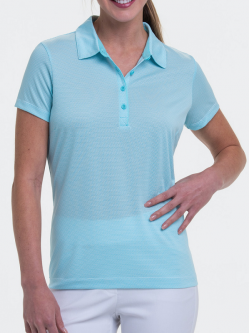 CLEARANCE EP New York Ladies S/S Geo Jacquard Golf Polo Shirts - BORA BORA (Fiji Blue Multi)