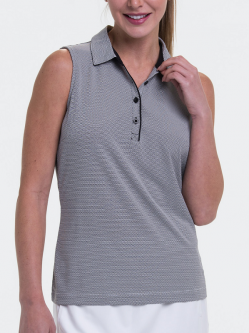 EP New York Ladies Sleeveless Geo Jacquard Golf Polo Shirts - ESSENTIALS (Black Multi)