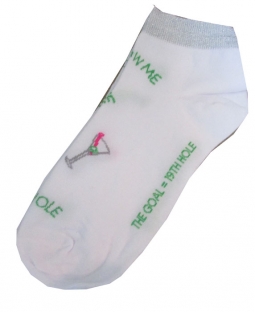 K Bell Ladies Golf Sport Socks - Follow Me to the 19th Hole (White)