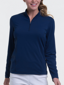 EP New York Ladies & Plus Size Long Sleeve Zip Mock Golf Shirts - ESSENTIALS (Assorted Colors)
