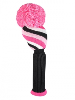 Just4Golf Diagonal Stripe Driver Golf Headcover - Pink/Black/White