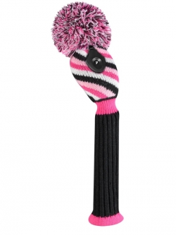 Just4Golf 3 Color Diagonal Stripe Hybrid Golf Headcover - Pink/Black/White