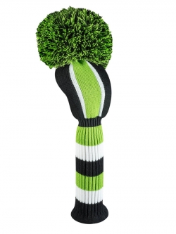 Just4Golf Vertical Stripe Driver Golf Headcover - Lime/Black/White
