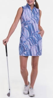 EP New York Ladies Sleeveless Tricolor Print Golf Dress - AMERICAN BEAUTY (Inky Multi)