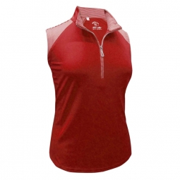 Monterey Club Ladies & Plus Size Sun Stripe Contrast Sleeveless Golf Shirts - Assorted Colors