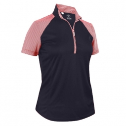 Monterey Club Ladies & Plus Size Sun Stripe Contrast Short Sleeve Golf Shirts - Assorted Colors