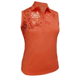 Monterey Club Ladies Color Foil Sleeveless Golf Shirts - Salmon Pink
