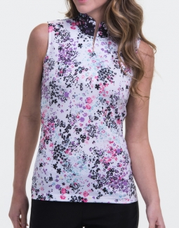 SPECIAL EP New York Ladies Sleeveless Floral Print Golf Shirts - BLOOMTOWN (White Multi)