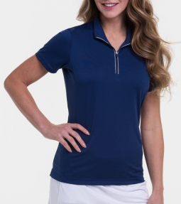 EP New York Ladies Short Sleeve Mock Golf Shirts - LONDON CALLING (Inky)