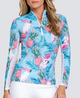 SPECIAL Tail Women's Plus Size Ani L/S Mock Golf Sun Shirts - FUN IN THE SUN (Pineapple Paradise)