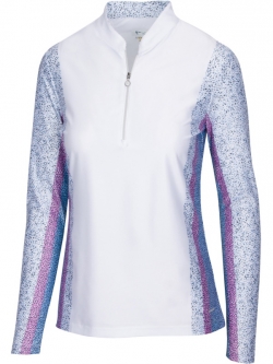Greg Norman Ladies Solar XP Palacio Long Sleeve ¼-Zip Golf Shirts - PORTICO (White)