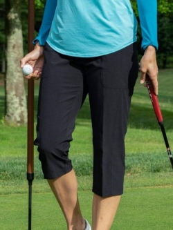 JoFit Women's Plus Size Pull On Capri Golf Pants - Essentials (Black)
