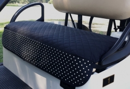 GolfChic Bags Ladies Golf Cart Seat Covers - Black Quilt w/ Black & White Polka Dot Print Trim