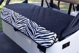 GolfChic Bags Ladies Golf Cart Seat Covers - Black Quilt w/ Black & White Zebra Print Trim