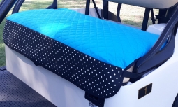 GolfChic Bags Ladies Golf Cart Seat Covers - Turquoise Quilt w/ Black & White Polka Dot Print Trim