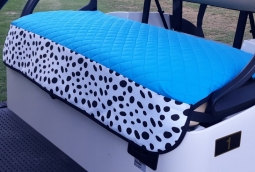 GolfChic Bags Ladies Golf Cart Seat Covers - Turquoise Quilt w/ Black & White TOGO Print Trim