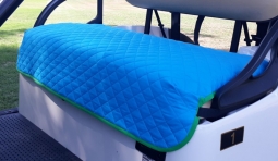GolfChic Bags Ladies Golf Cart Seat Covers - Turquoise Quilt w/ Green Binding Trim