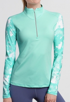 SPECIAL Annika Ladies & Plus Size Energy ½-Zip Long Sleeve Mock Golf Shirts - Sonic